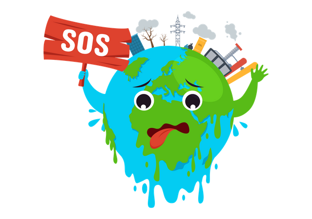 Mensaje SOS Cambio Climático Emergencia  Ilustración