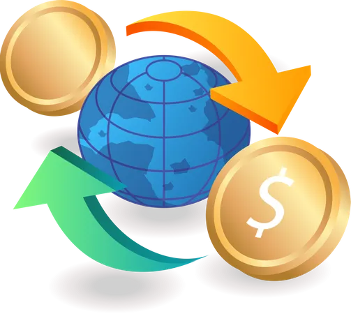 Cambio de dinero mundial  Ilustración
