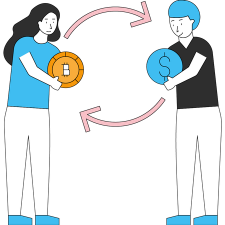 Cambio de moneda bitcoin  Ilustración