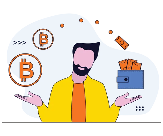 Cambio de moneda bitcoin  Ilustración