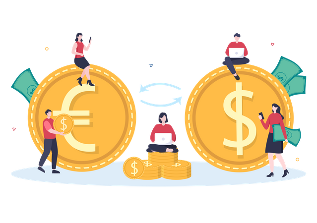 Cambio de moneda digital  Illustration