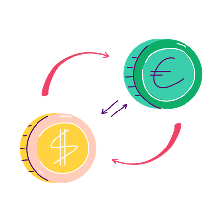 Cambio de moneda en línea  Ilustración