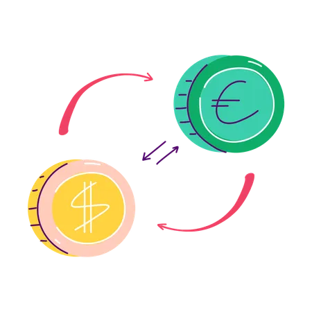 Cambio de moneda en línea  Ilustración