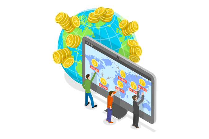 Cambio de moneda mundial  Illustration