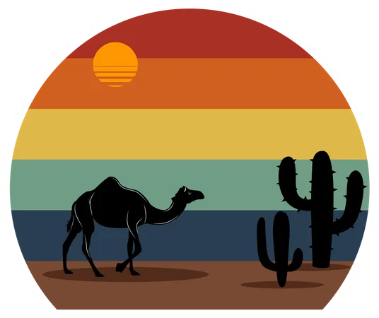 Camel in the desert  Illustration