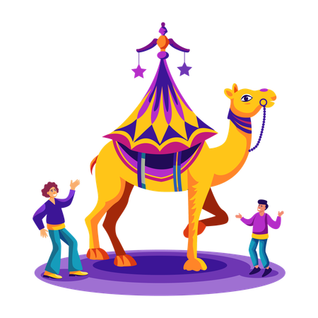 Camel performing in circus  Illustration