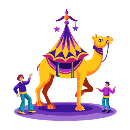 Camel performing in circus  Illustration