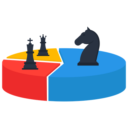 Diagramme circulaire avec part de marché des pièces d'échecs  Illustration