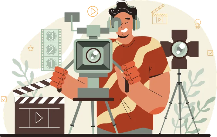 Camera man shooting film  Illustration