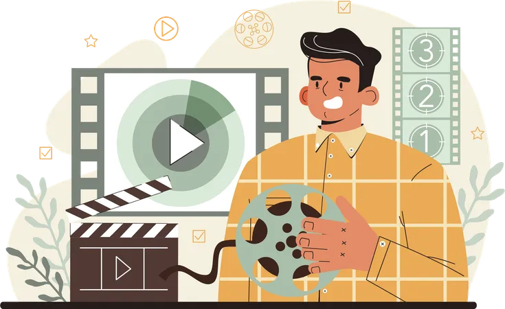 Camera man showing movie numbers  イラスト