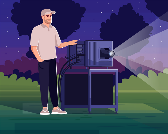 Cameraman for outdoor cinema  Illustration