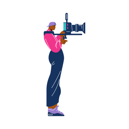 Cameraman looking through camcorder  Illustration