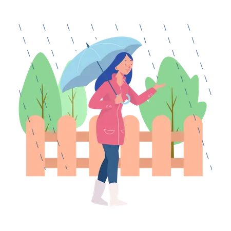 Caminando en la lluvia  Ilustración