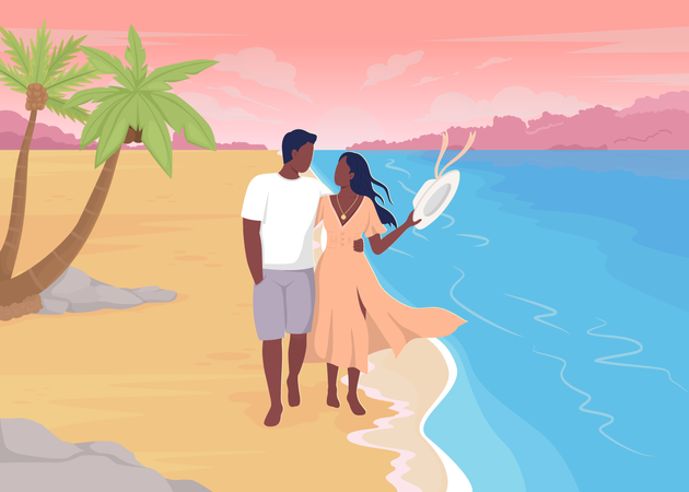 Caminar descalzo por la playa de arena  Ilustración