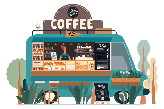 Caminhão de café  Ilustração