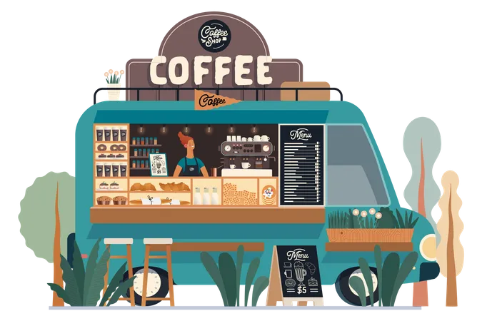 Caminhão de café  Ilustração