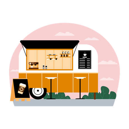 Caminhão de carrinho de café  Ilustração