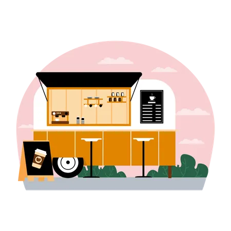 Caminhão de carrinho de café  Ilustração