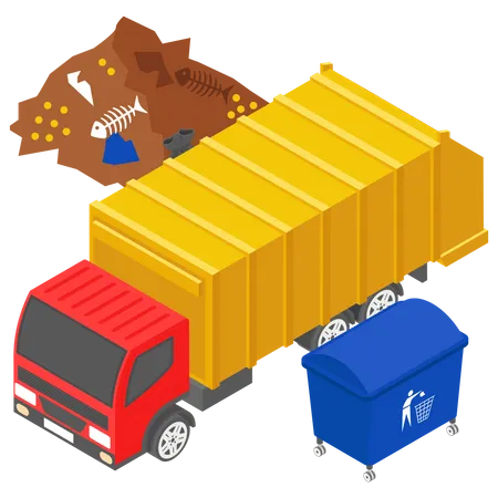 Caminhão de coleta de lixo  Ilustração