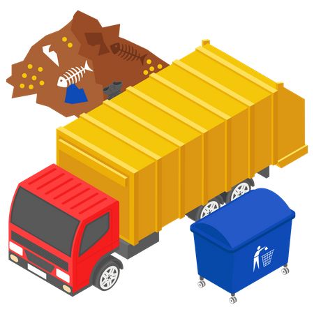 Caminhão de coleta de lixo  Ilustração