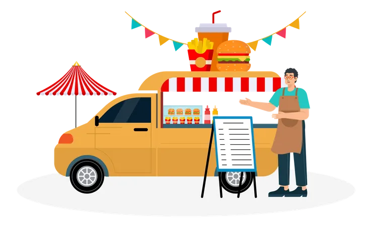 Caminhão de comida de rua  Ilustração
