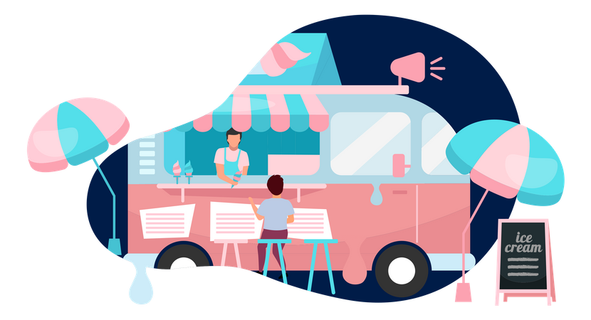 Caminhão de comida de sorvete  Ilustração