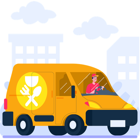 Caminhão de entrega de comida  Ilustração
