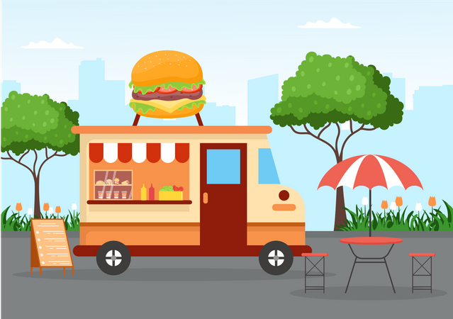 Caminhão de hambúrguer  Ilustração