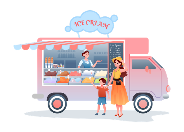 Caminhão de sorvete  Ilustração