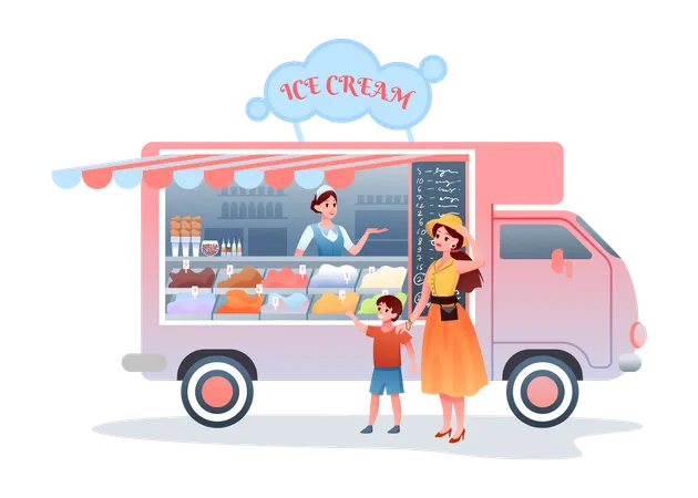 Caminhão de sorvete  Ilustração
