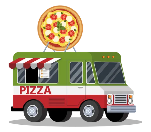 Caminhão de pizza  Ilustração