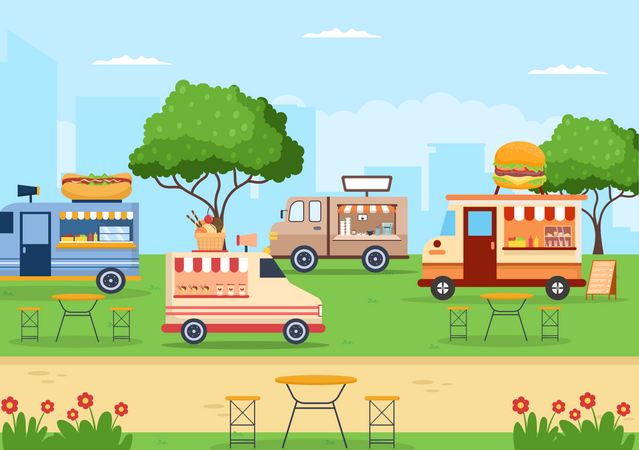 Caminhões de fast food  Ilustração
