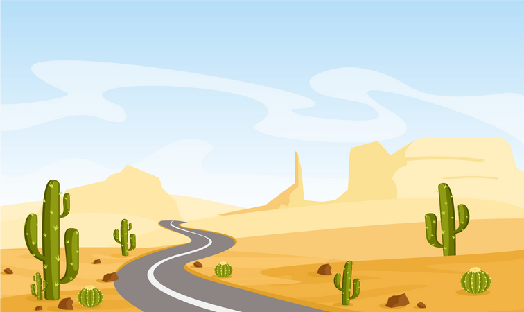 Camino a través del desierto  Ilustración