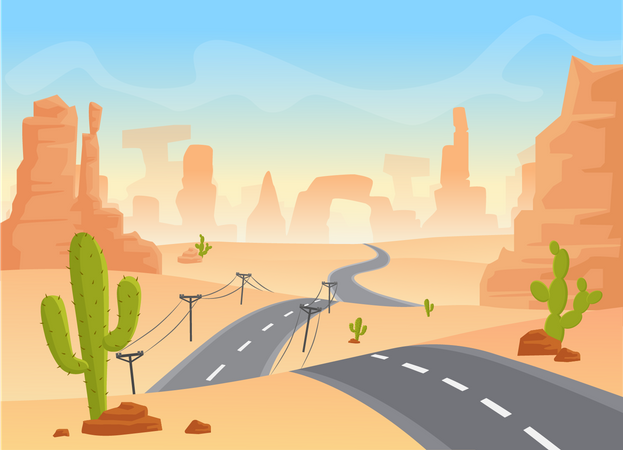 Camino a través del desierto  Ilustración
