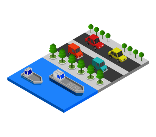 Camino al lado del río  Illustration