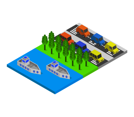 Camino al lado del río  Illustration