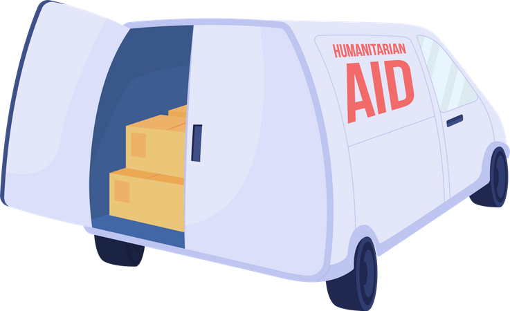 Camion avec aide humanitaire  Illustration