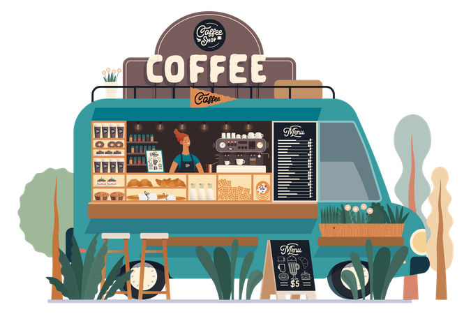 Camion de café  Illustration