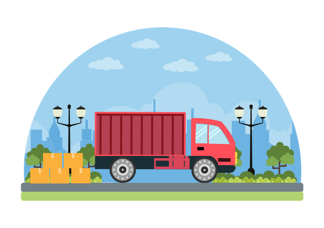 Camión contenedor de entrega  Ilustración
