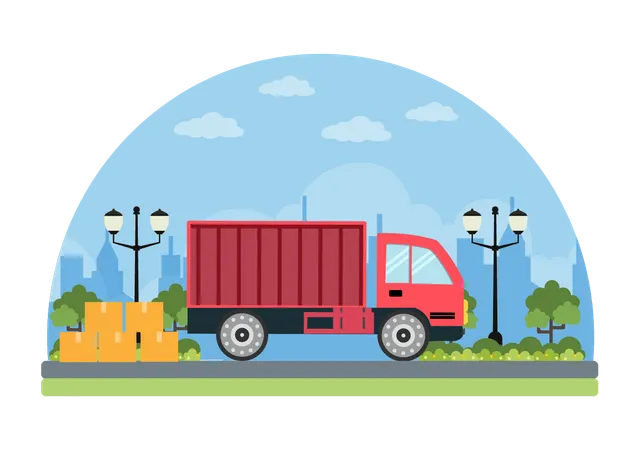 Camión contenedor de entrega  Ilustración
