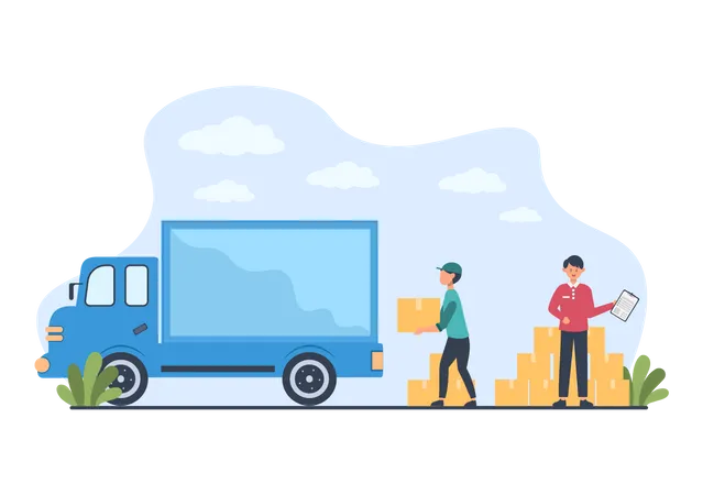Camion porte-conteneurs de livraison  Illustration