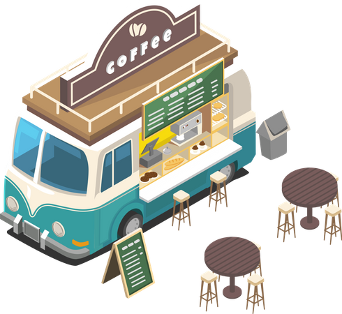 Camion de café de rue  Illustration