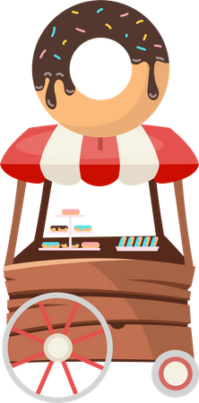 Camión de comida de donas  Ilustración