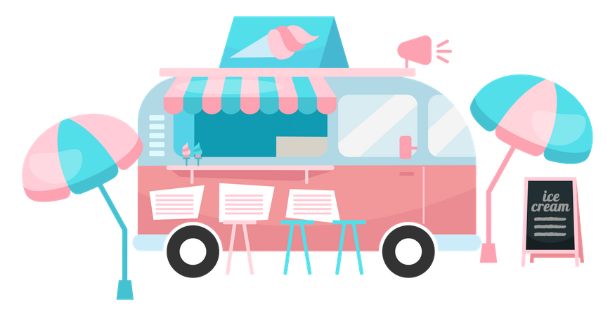 Camión de comida de helados  Ilustración