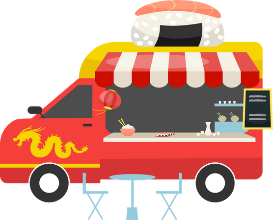 Camión de comida fusión asiática  Ilustración