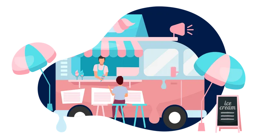 Camión de comida de helados  Ilustración