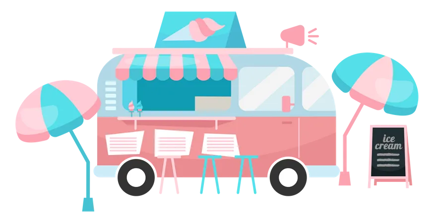 Camión de comida de helados  Ilustración