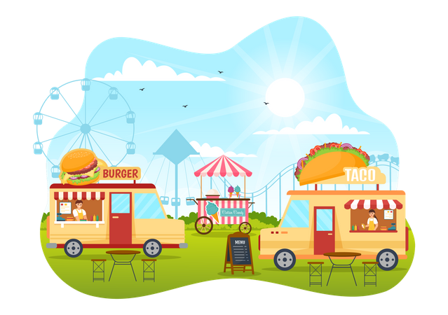 Camión de comida móvil  Ilustración