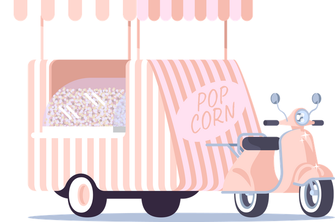 Camión de comida de palomitas de maíz  Ilustración