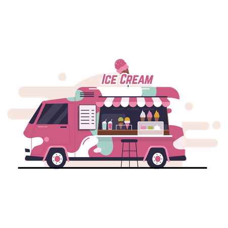 Camion de glaces de rue  Illustration